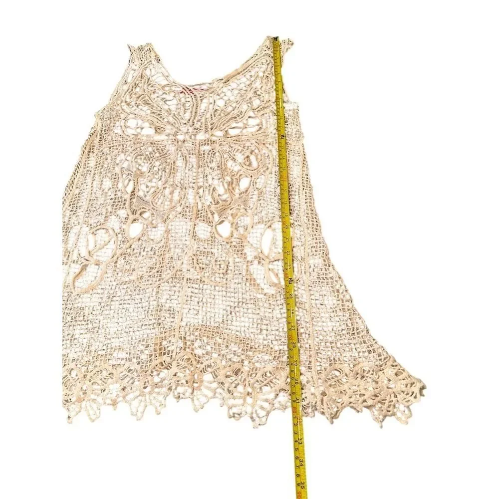 Somya Women's M Beige Butterfly Tunic Dress Cover-Up Beachwear - Picture 6 of 8
